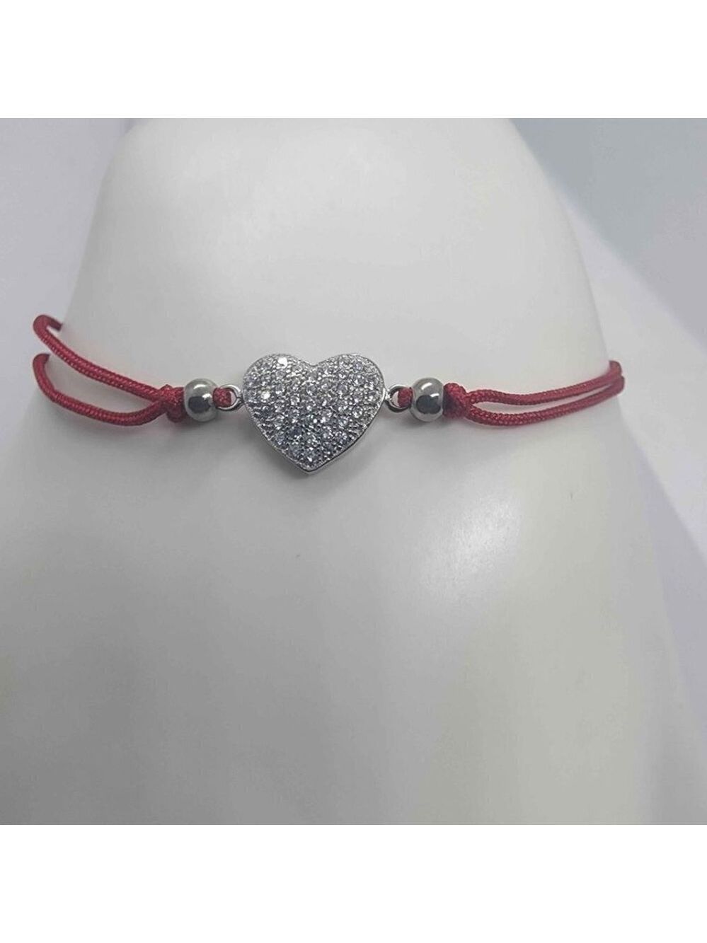 Sterling Silver 925 Heart Design WIth Red String Bracelet